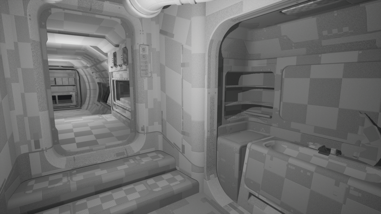 Features a bathroom, beds, storage and kitchen