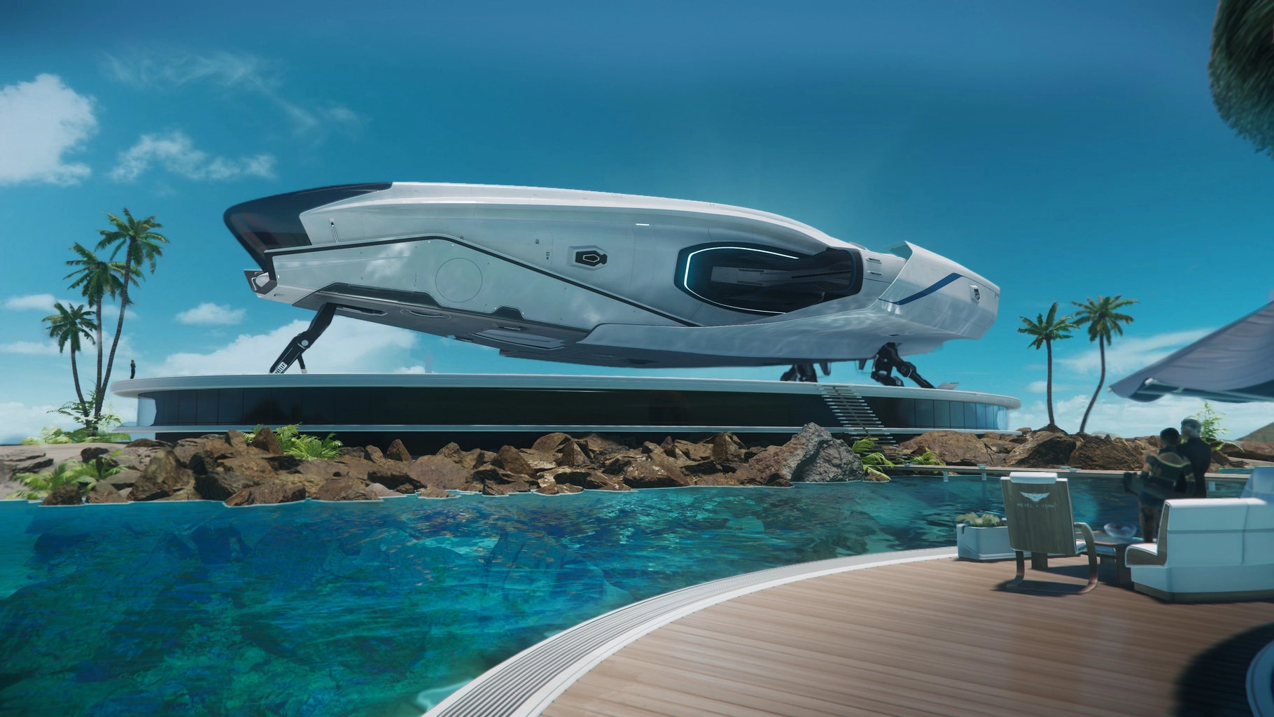 Origin 600i beside a coastal landing area