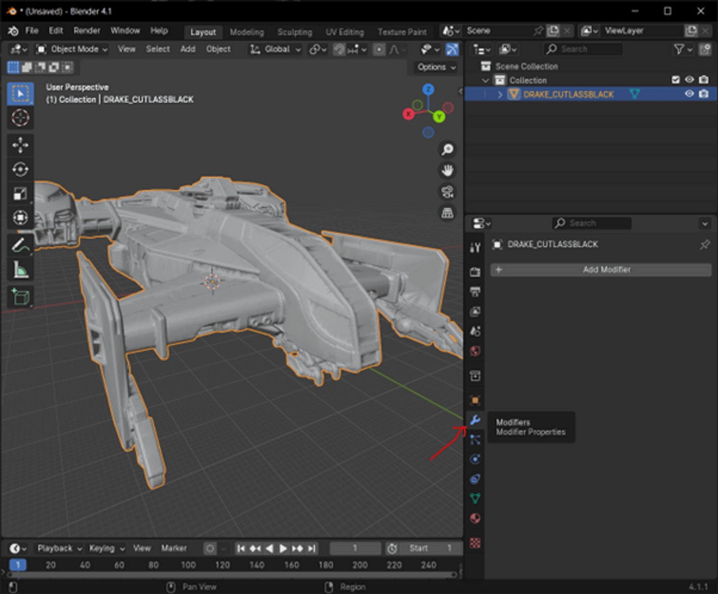 Open the modifiers tab