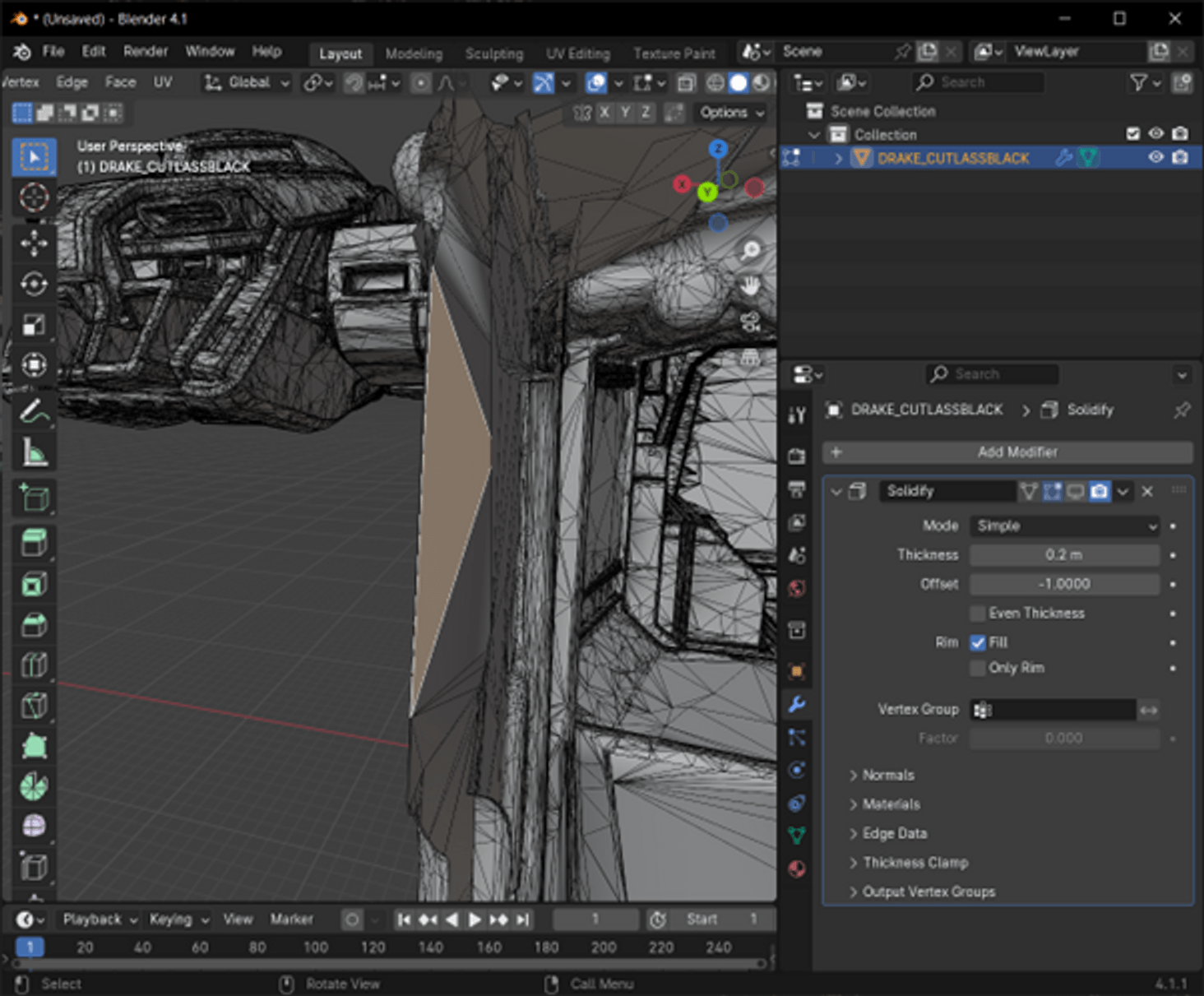 Play around with wall thickness. Wall with modifier off