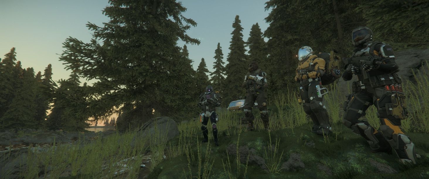 Resting as we comb the forest for survivors. 