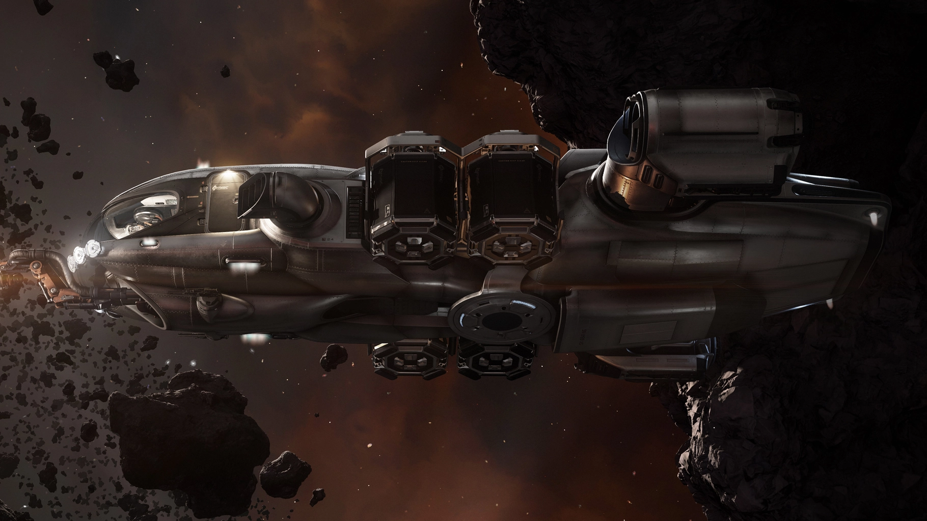 MISC Prospector flying among asteroids