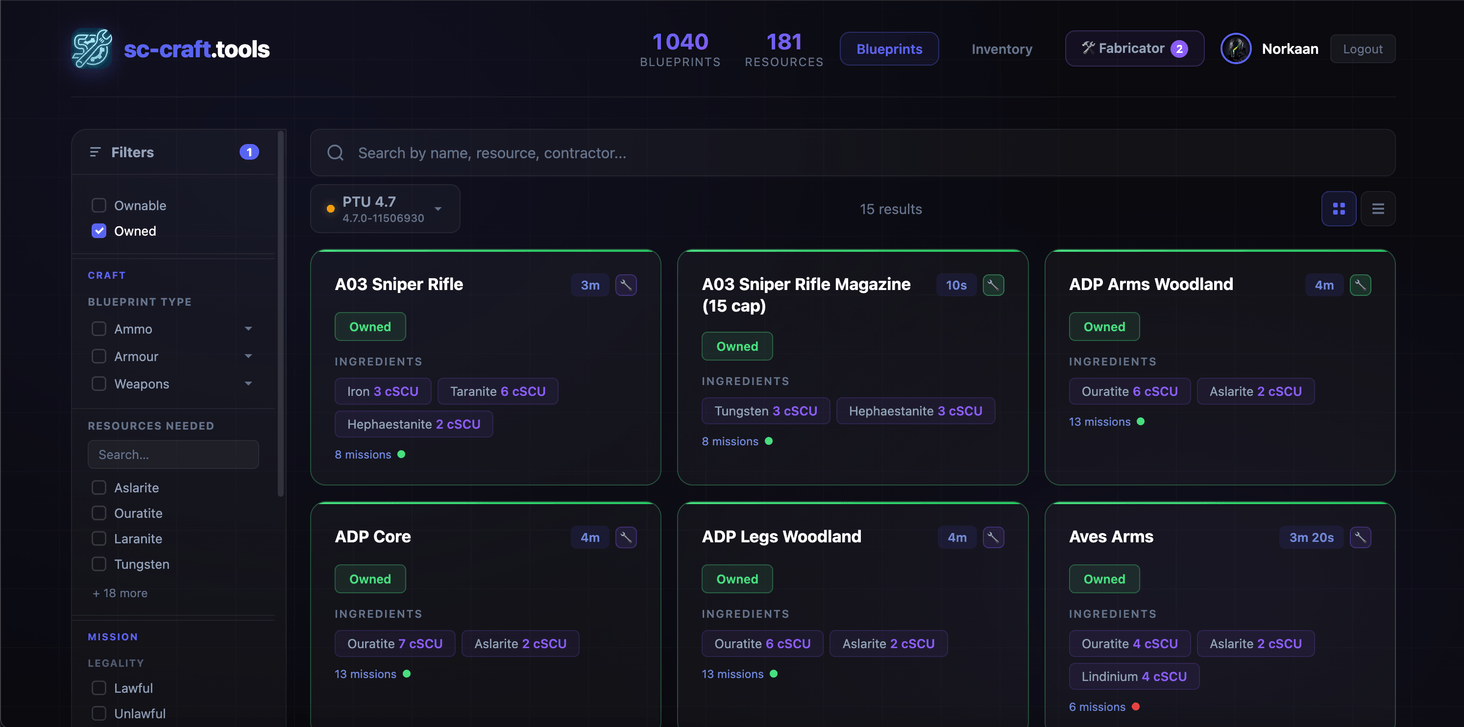 Owned Blueprints (when connected)