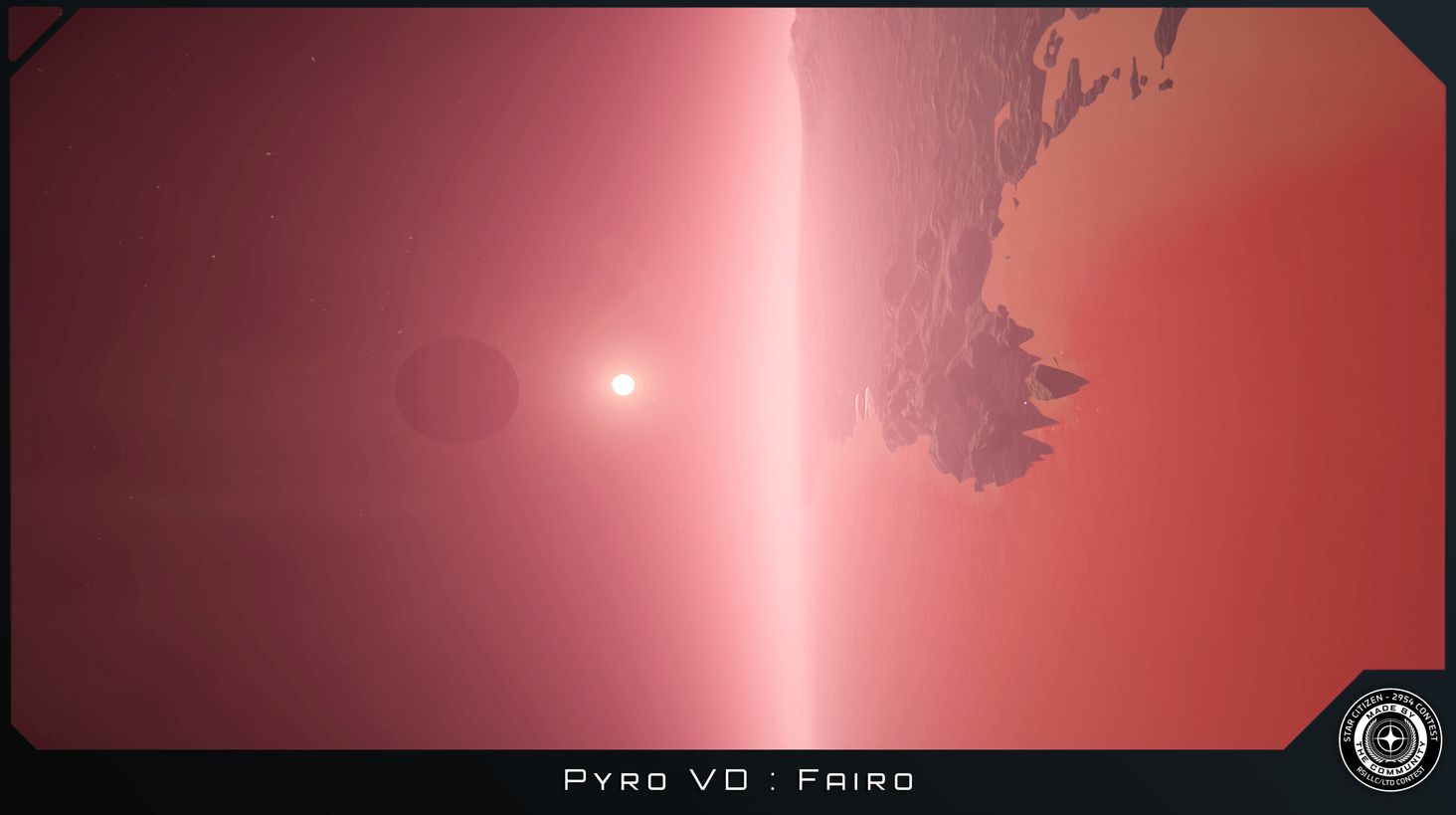 Fairo was the hardest to shoot, both because I kept crashing on this moon, and also because the light is so... PINK. I ended up with this unconventional shot to show the land, the sea, and the sky of Fairo all at once, all bathed in pink.