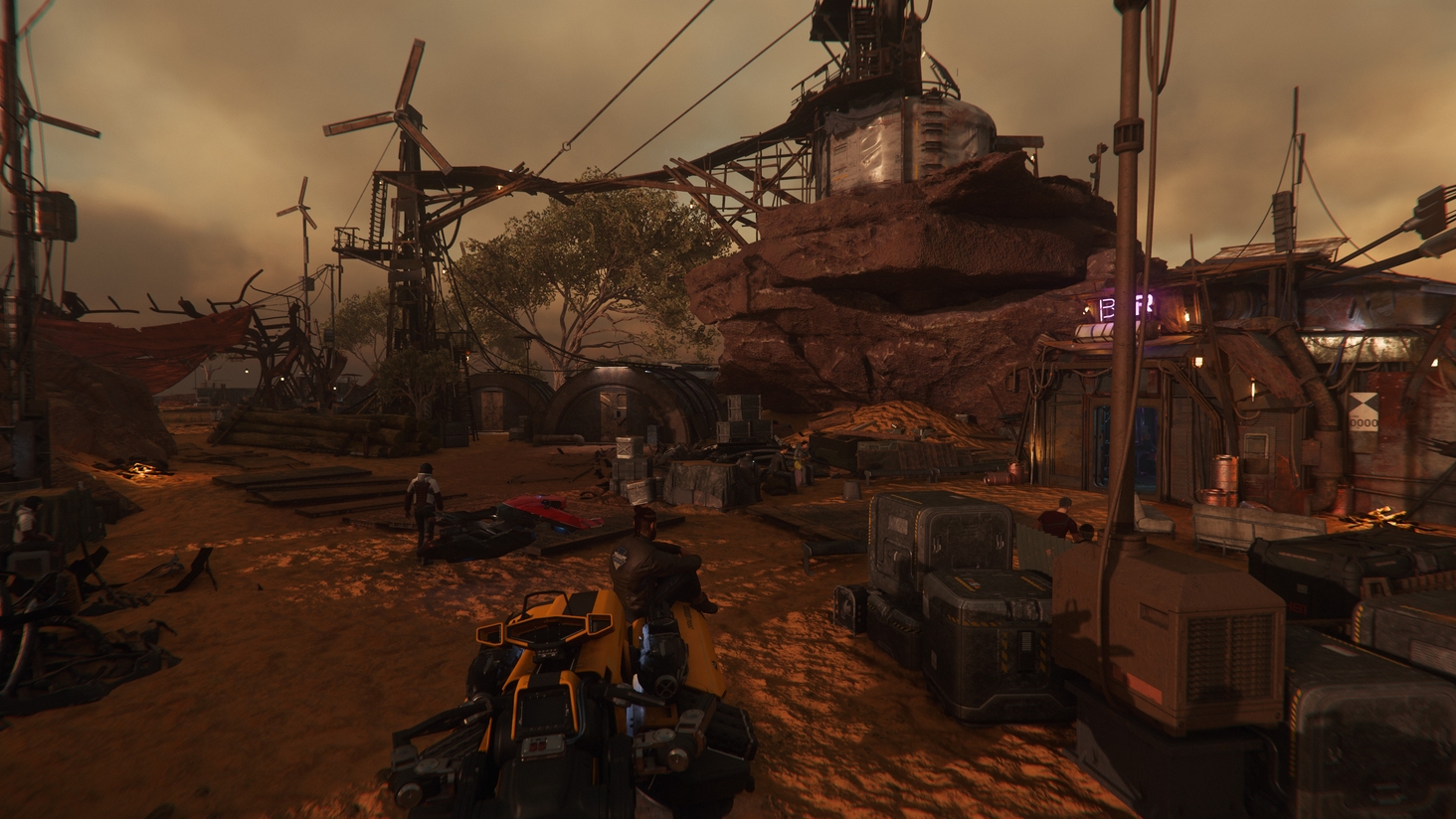 It all started down in Lorville. I met up with a bud, we grabbed our Grav Bikes and went cross-country. Making our first pitstop at Zephyr. It is a quaint little place. Some nice local brews, and a great view. Made some friends and downed some beers.