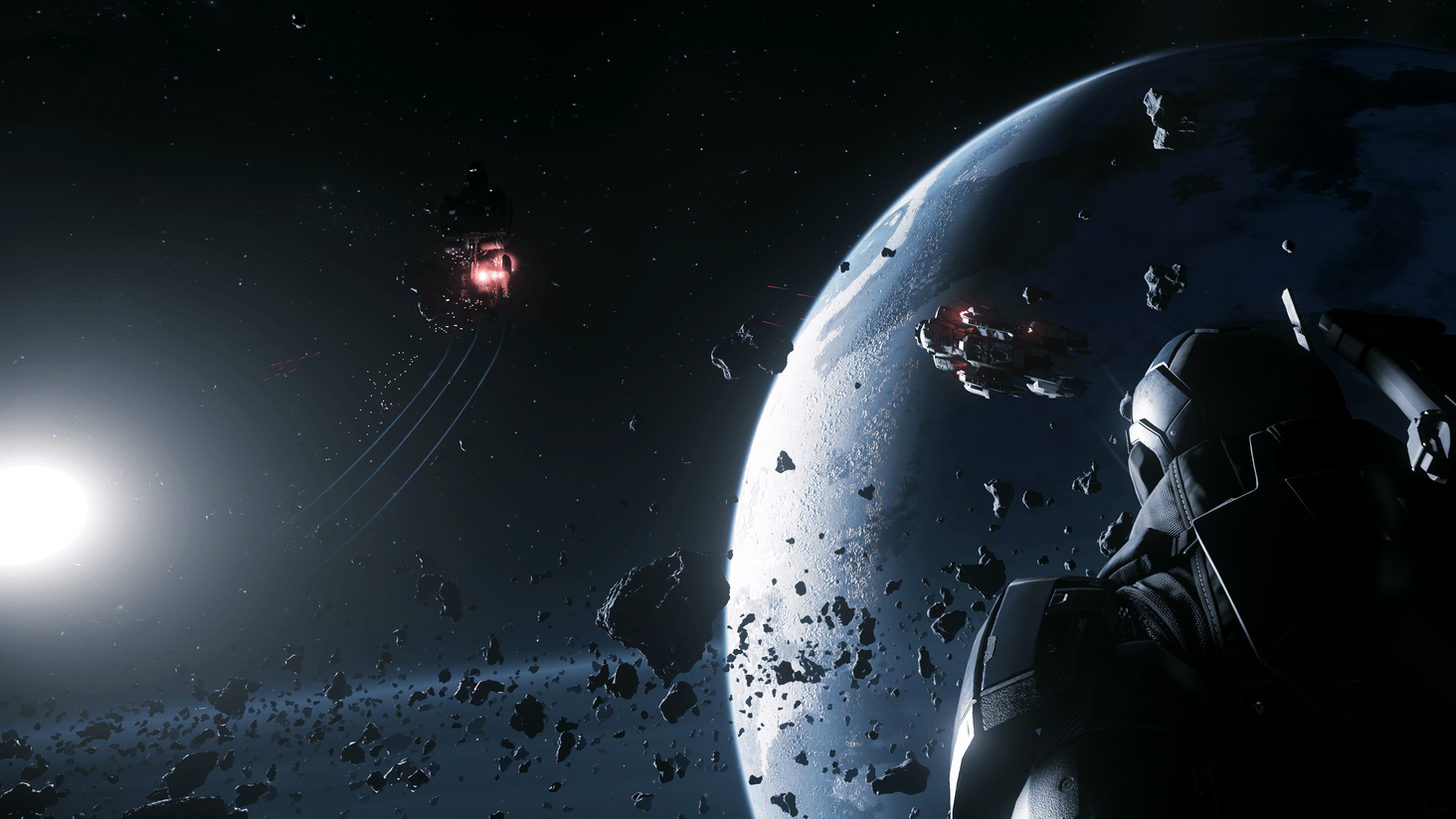 My ship got soft-deathed by missiles while I was in 3rd person taking screenshots... the battle kept going around me as I watched.
