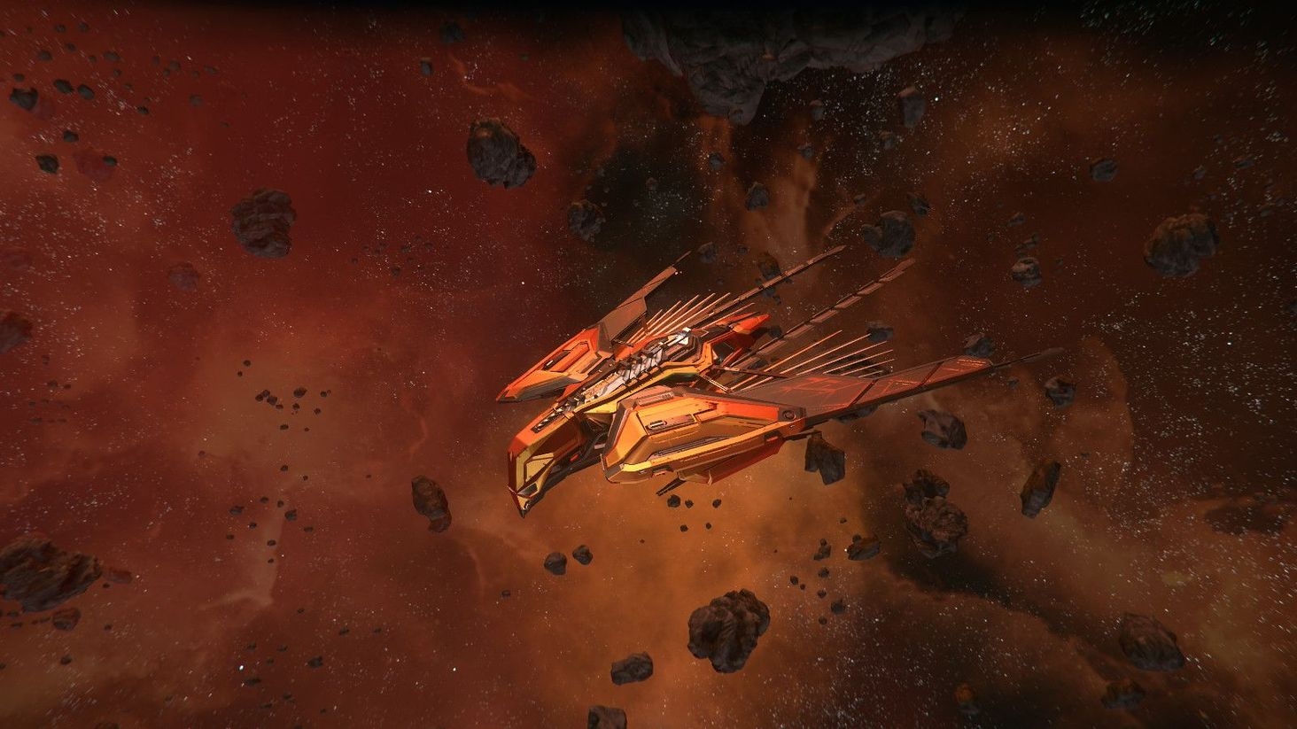 Esperia Talon in Crimson paint, in a crimson nebula.
