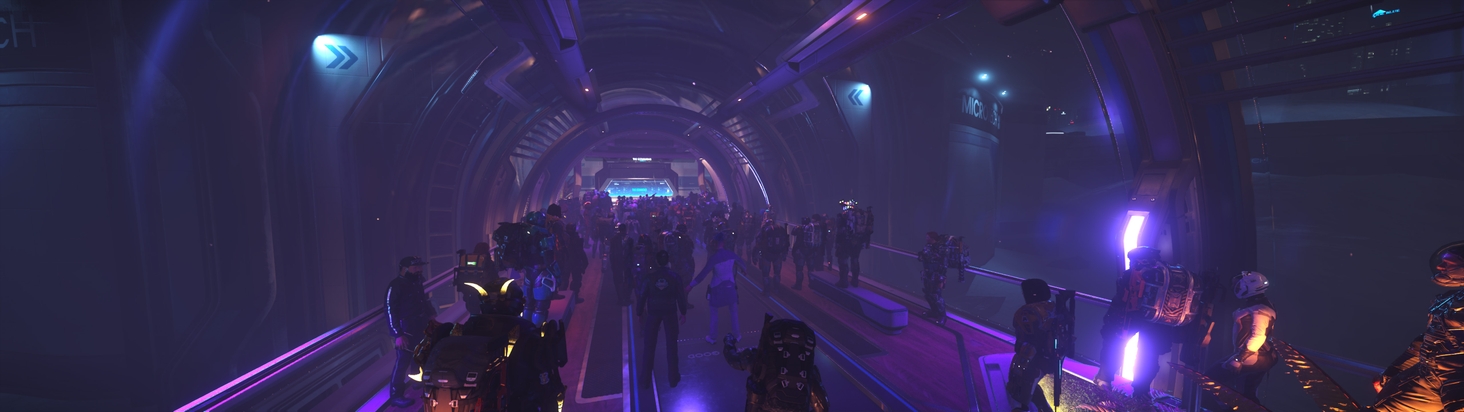 Waiting on the skybridge