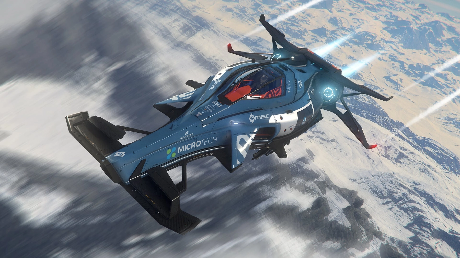 Mirai Razor racing spacecraft above a planet
