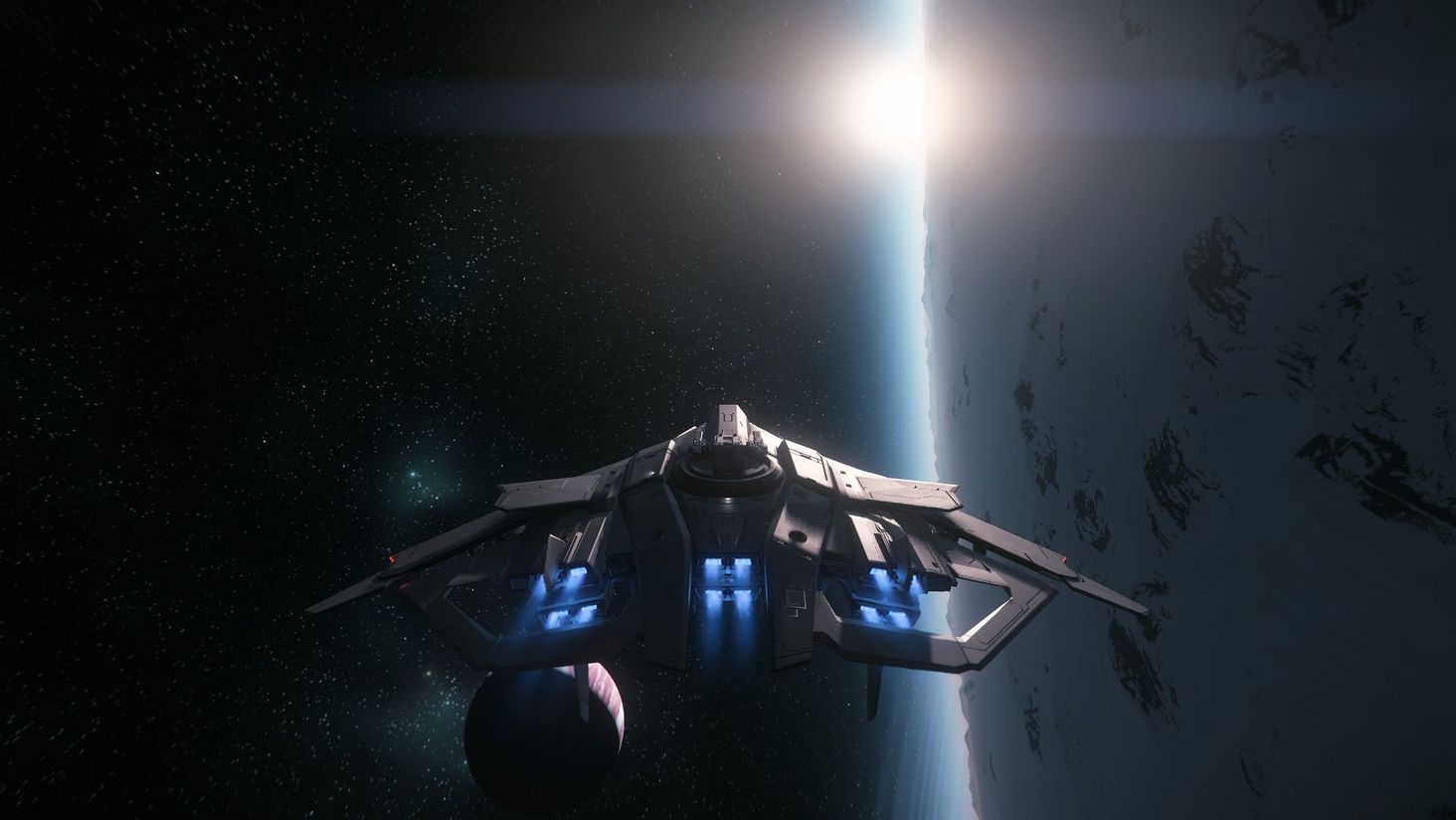 Soaking in the view from the cockpit. The vastness of space, the sleek lines of the ship—nothing beats this perspective. Flying in style and loving every moment!