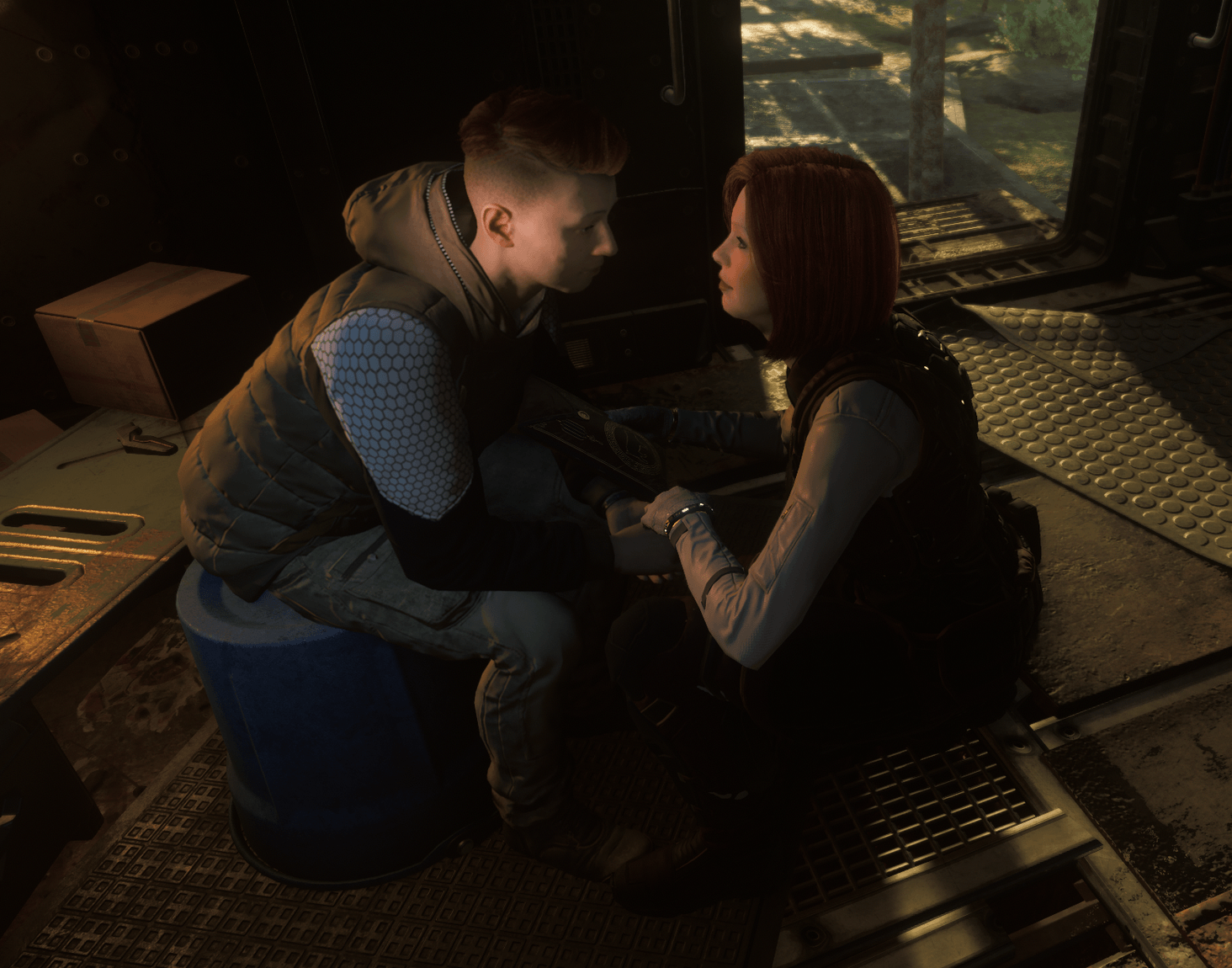 My partner, with whom I share an intimate moment with after a long trip away. Nothing could keep us from being together, not even Klescher.