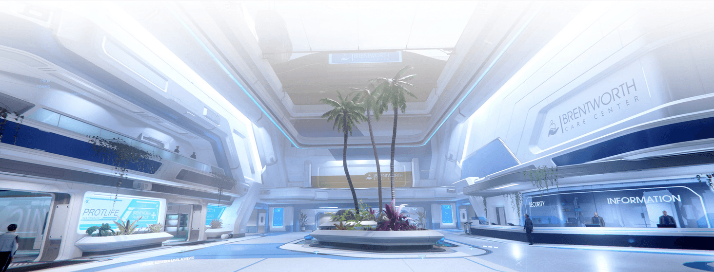 I was there, after everything happened.
Picture from https://starcitizen.tools/Category:New_Babbage_images#/media/File:Brentworth_Care_Center_Lobby.png