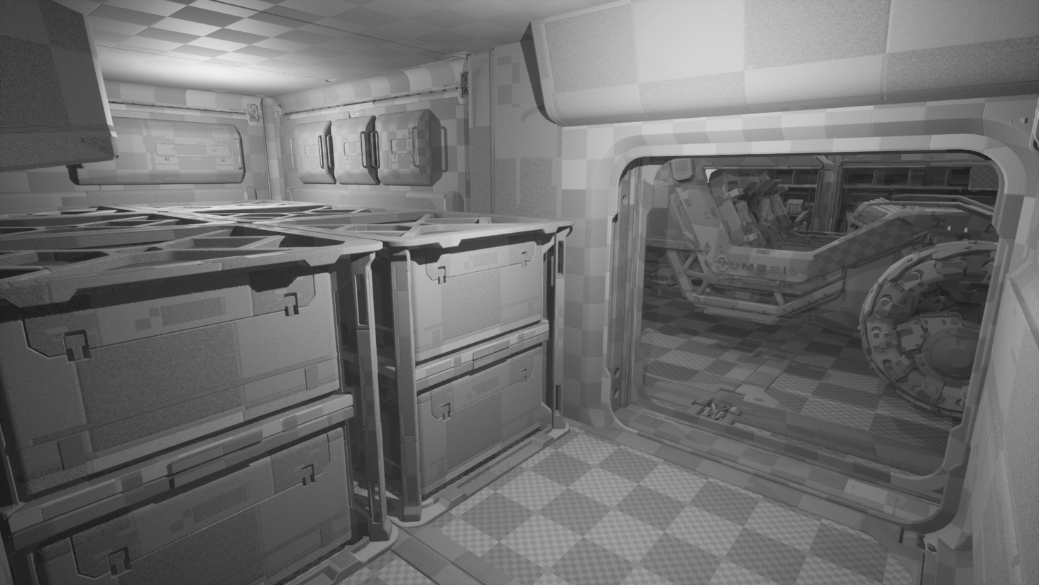 Small cargo room adjacent to rear bay