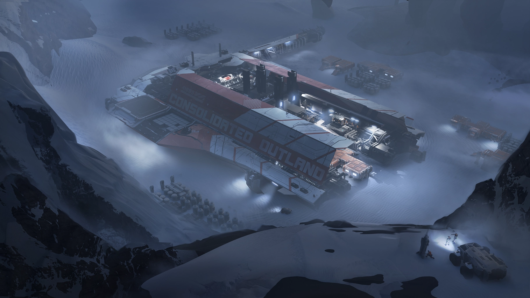 Concept artwork of the Consolidated Outland Pioneer construction ship