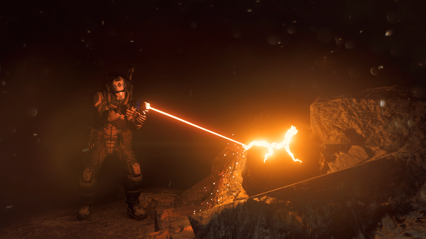 Here you can see one hard working Miner cracking a hard rock