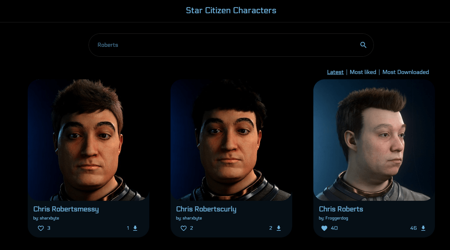 The biggest collection of Chris available to clone in Star Citizen!