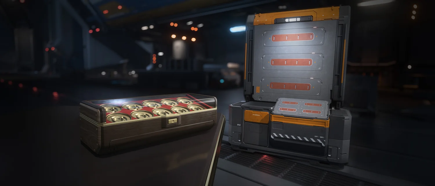 The coin case and Bosco weapon rack shown together
