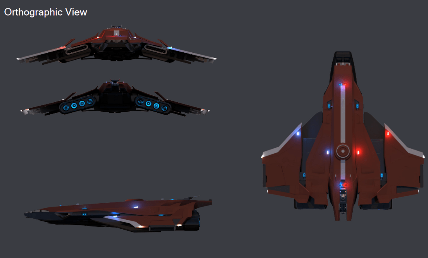 orhtographic view of the ship