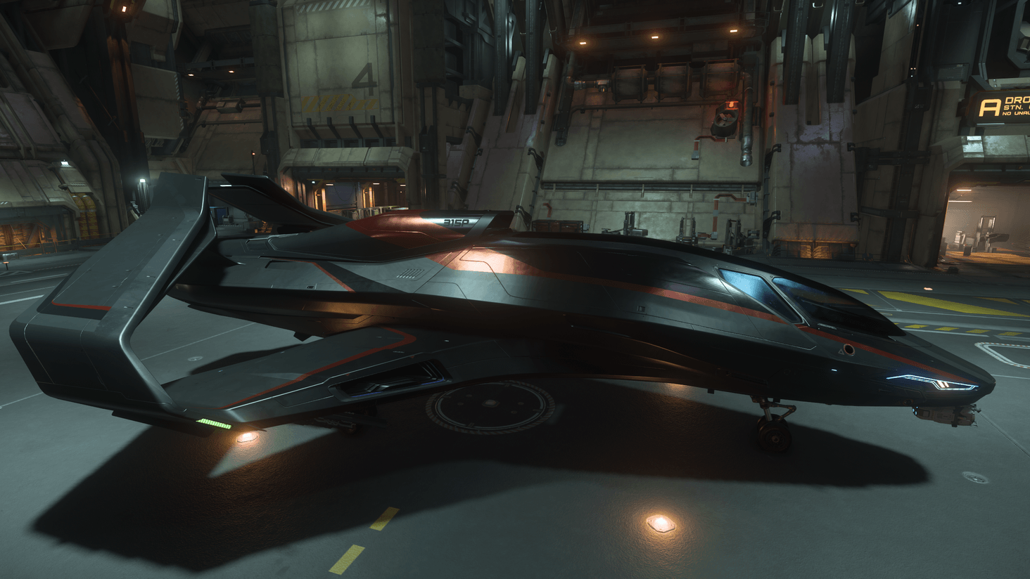 In a Hangar-starboard  side - with 'Black Rose' paint
