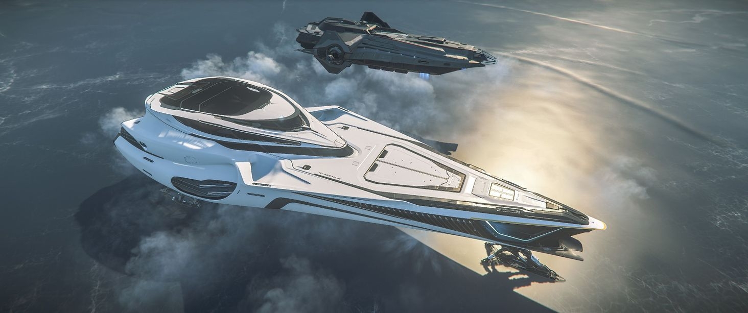 A tiny Carrack landing next to my ship