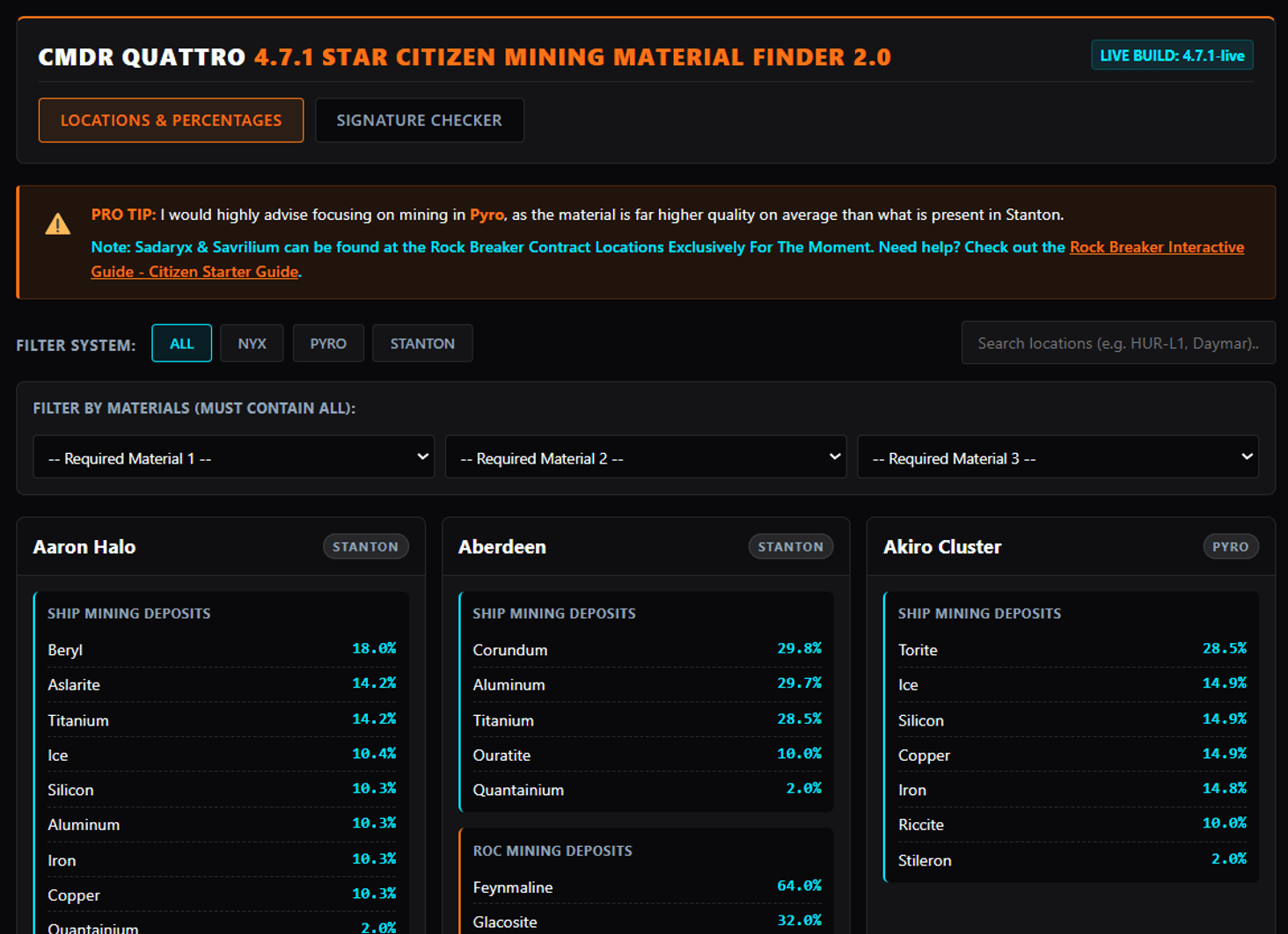 Mineable Material Location Finder 