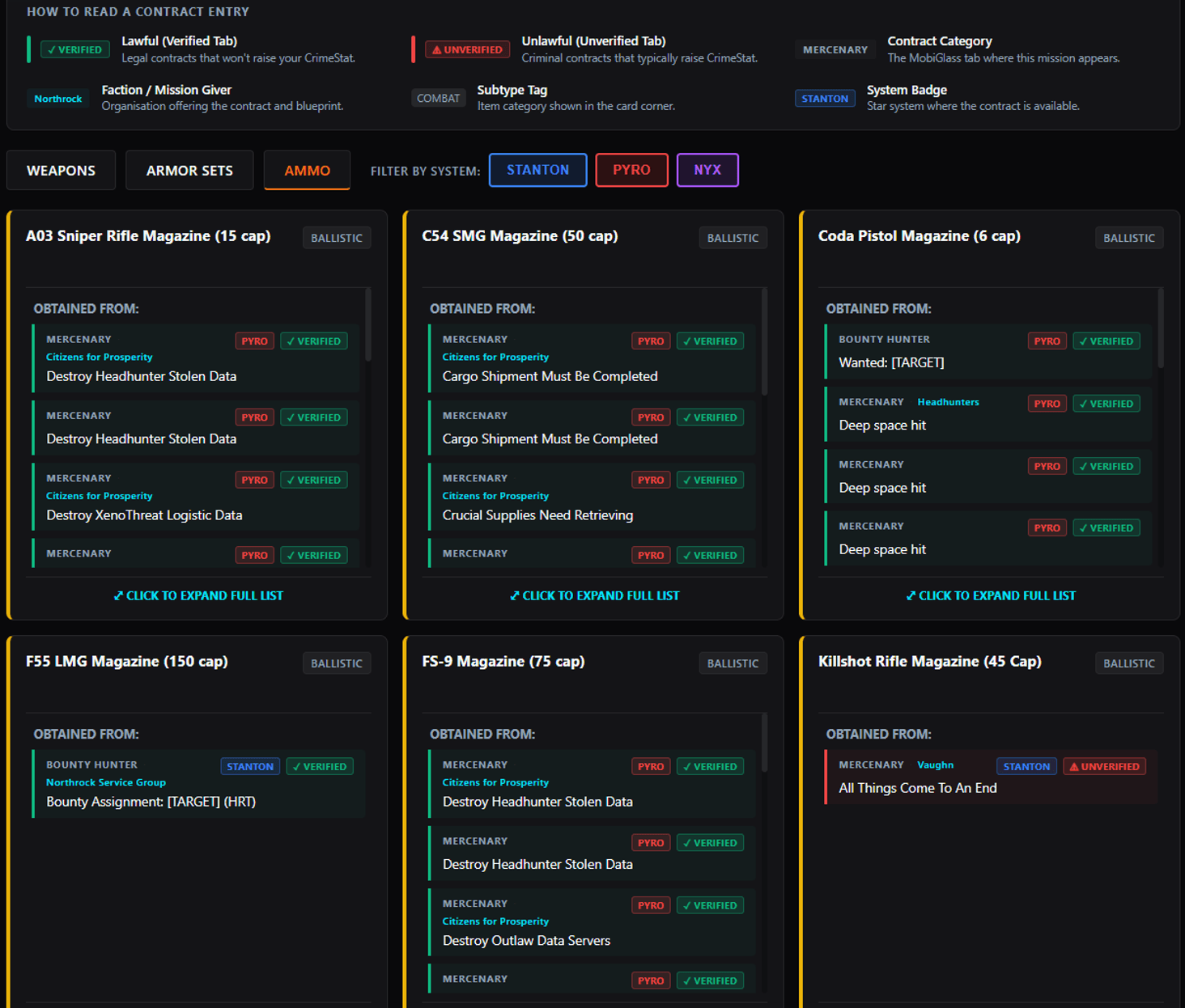 Ammo Blueprint Selection 
