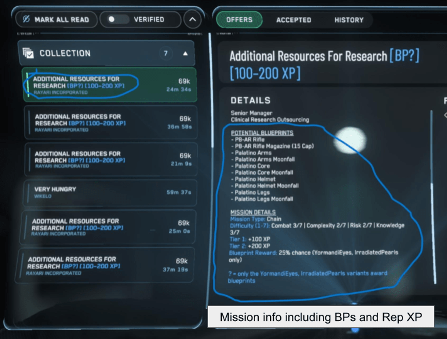 Blueprint and mission details added to missions via enhancement generation
