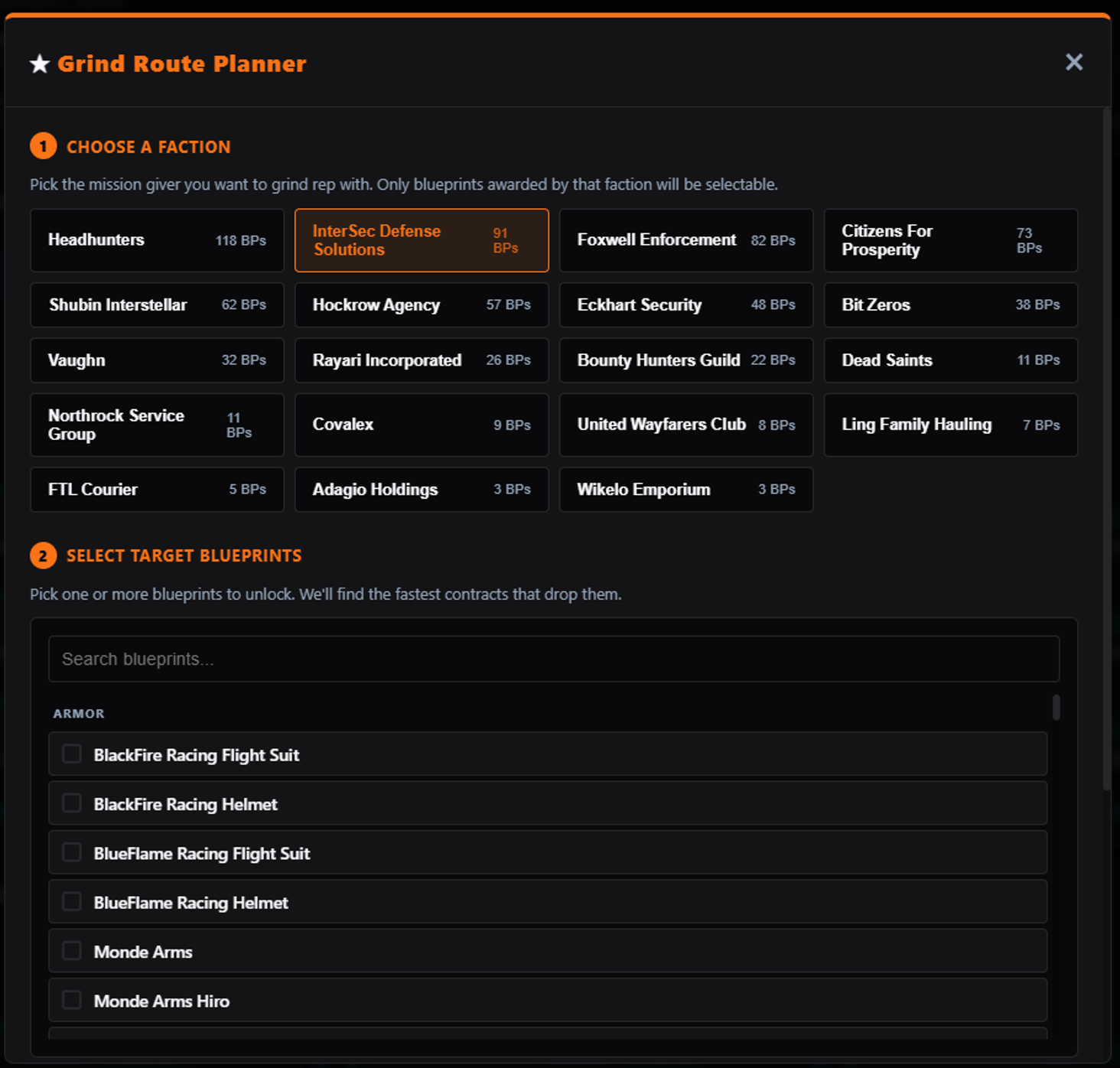 Rep Grind Route Planner