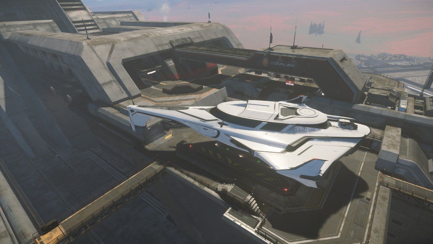 Even scroungy corporations leave enough room on their landing pads. Looks like they weren't even rich enough to build proper sized landing pads. Never let that deter a 400i. We have style, they don't.