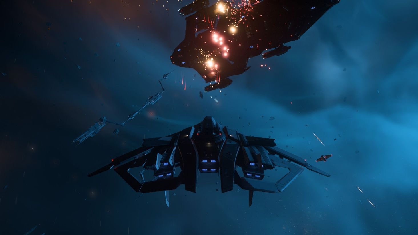 This is me in my F8C Lightning, taking on an Idris during XenoThreat. With unmatched firepower and armor, I'm holding the line, dodging turret fire, and unleashing hell on one of the most feared ships in the verse. Total adrenaline rush!