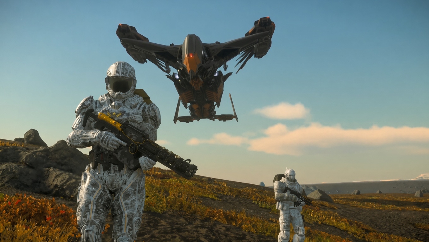 A few crew members on the hunt for wildlife while the Esperia Prowler preforms scans.