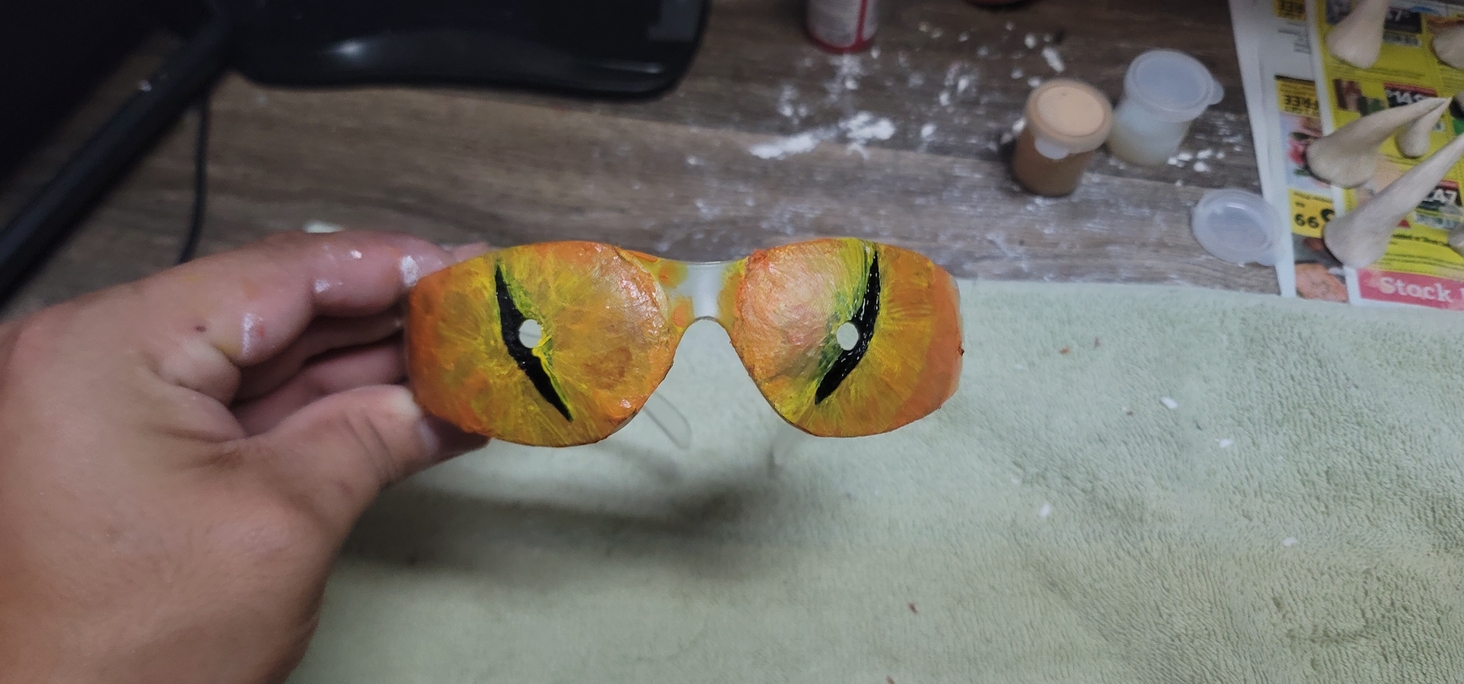 used a pair of safety glasses as a base for eye slit placement