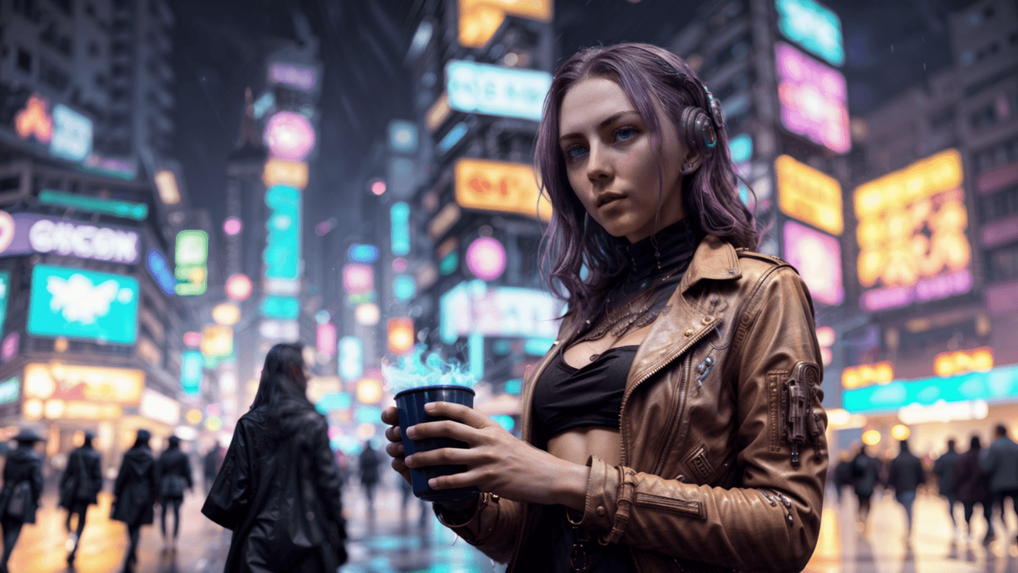 Information Specialist Celeste, out for a cup of Blazing Banu Blue tea before heading to work.  Delicious and warming, the blue tea also happens to have 400% of the caffeine found in a cup of Terran coffee.