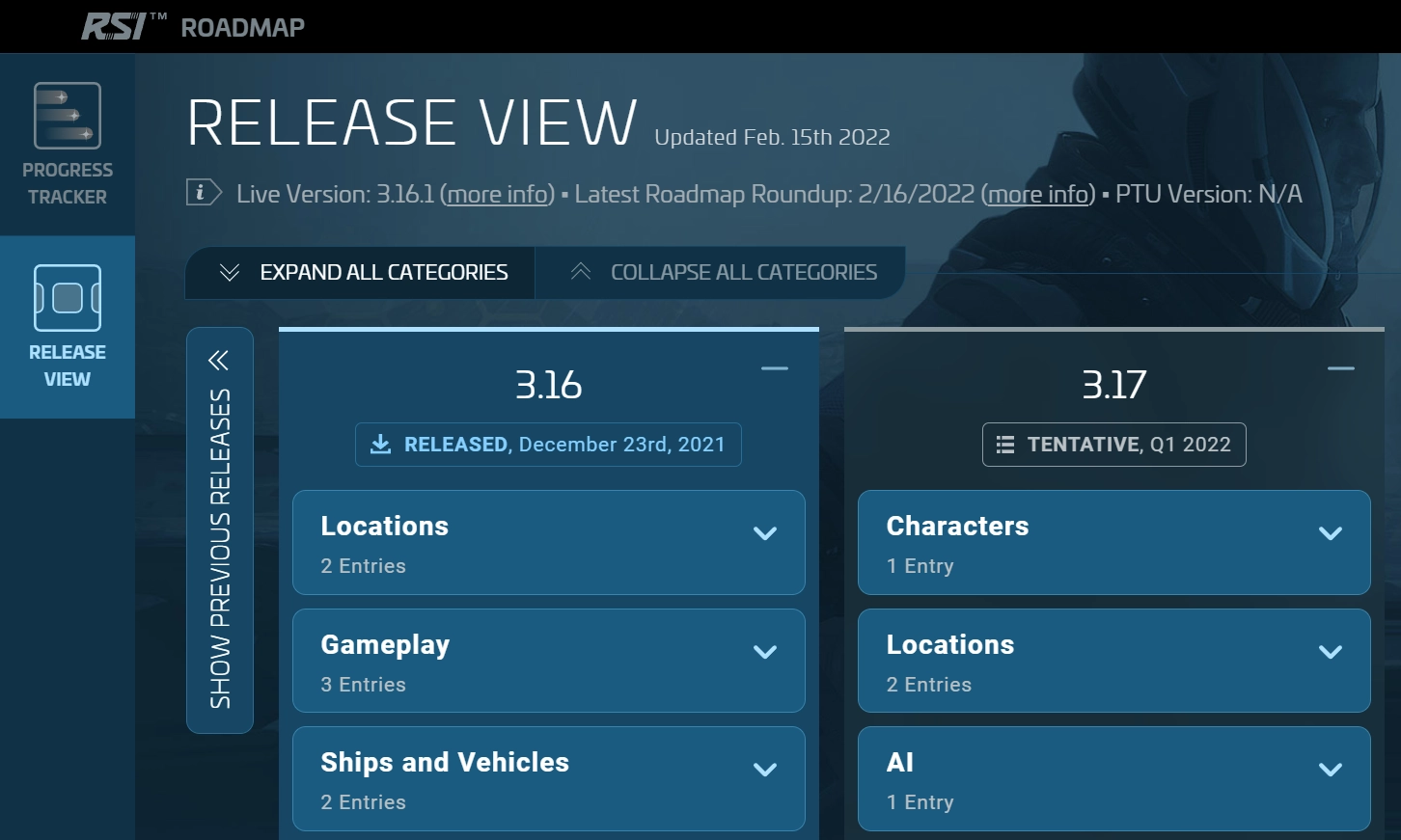 The Public Roadmap Companion - Roberts Space Industries | Follow the  development of Star Citizen and Squadron 42