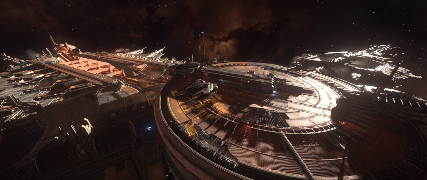 Mirai Guardian surveying the perimeter of Orbituary station