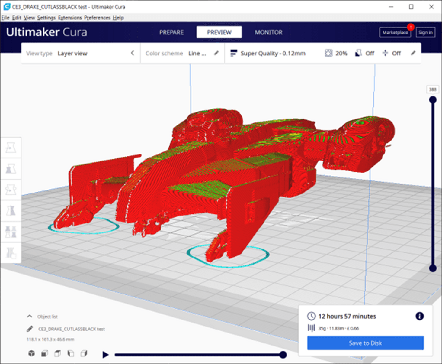 Sliced mesh with 0.4m voxel size and 0.6m wall thickness