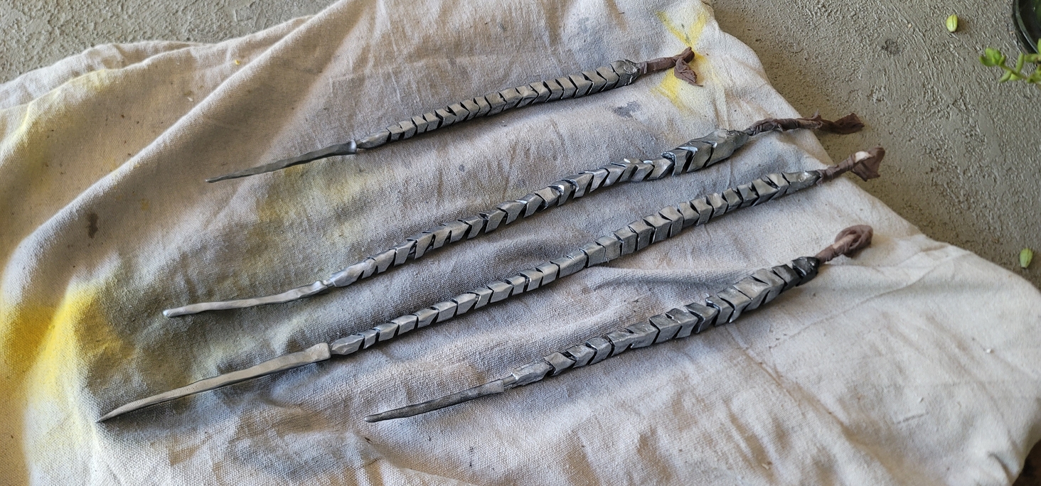 quick coat of metalic silver spray paint makes them nearly complete