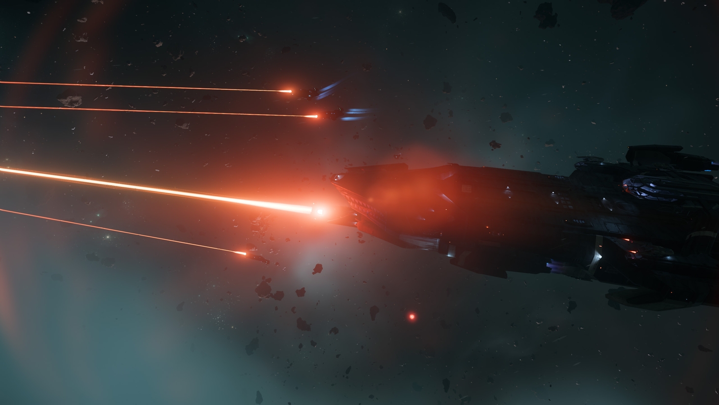 4 Idris ships having theirs beams on the Polaris