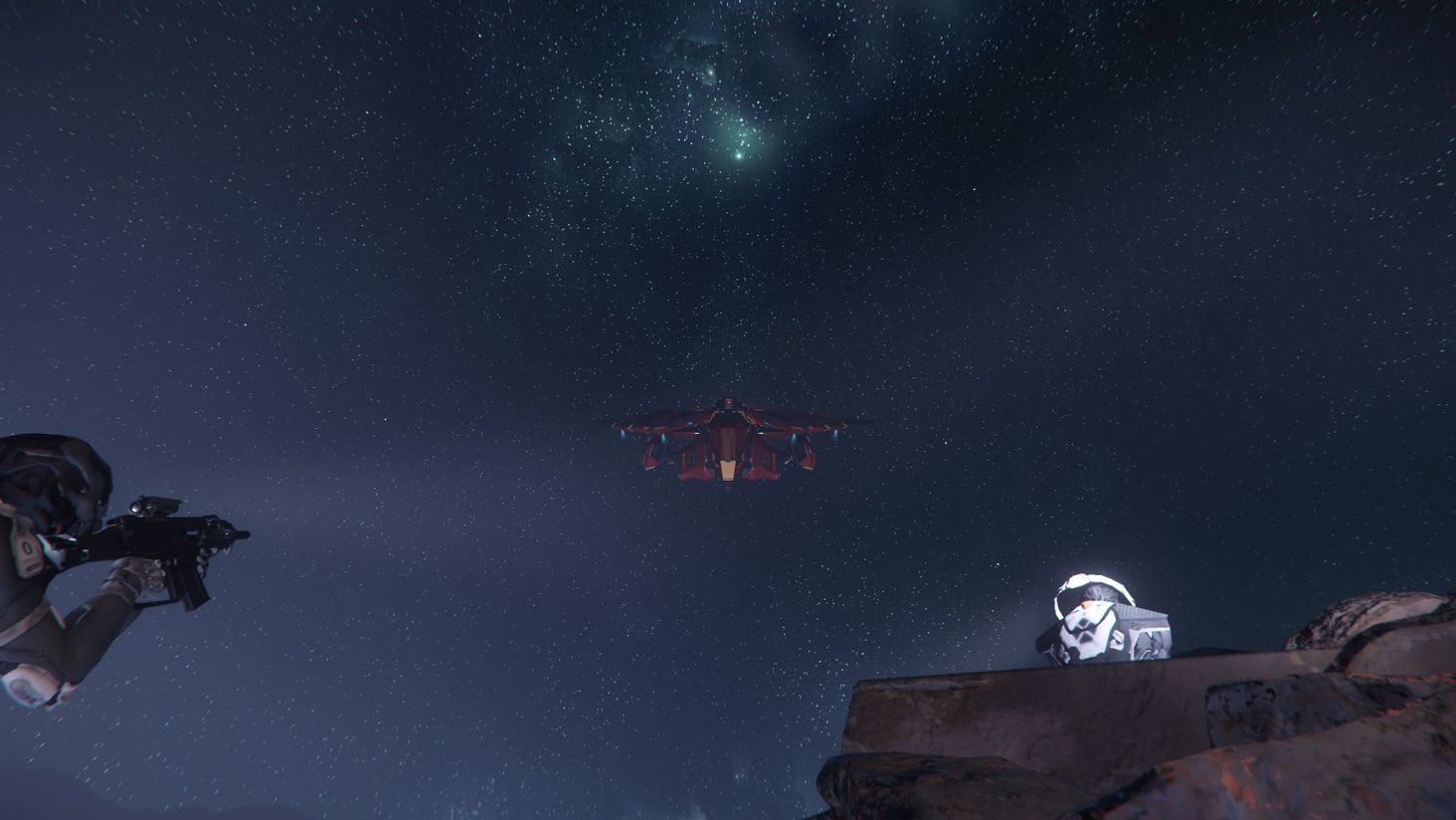 2} A ship of unknown origin comes into view.