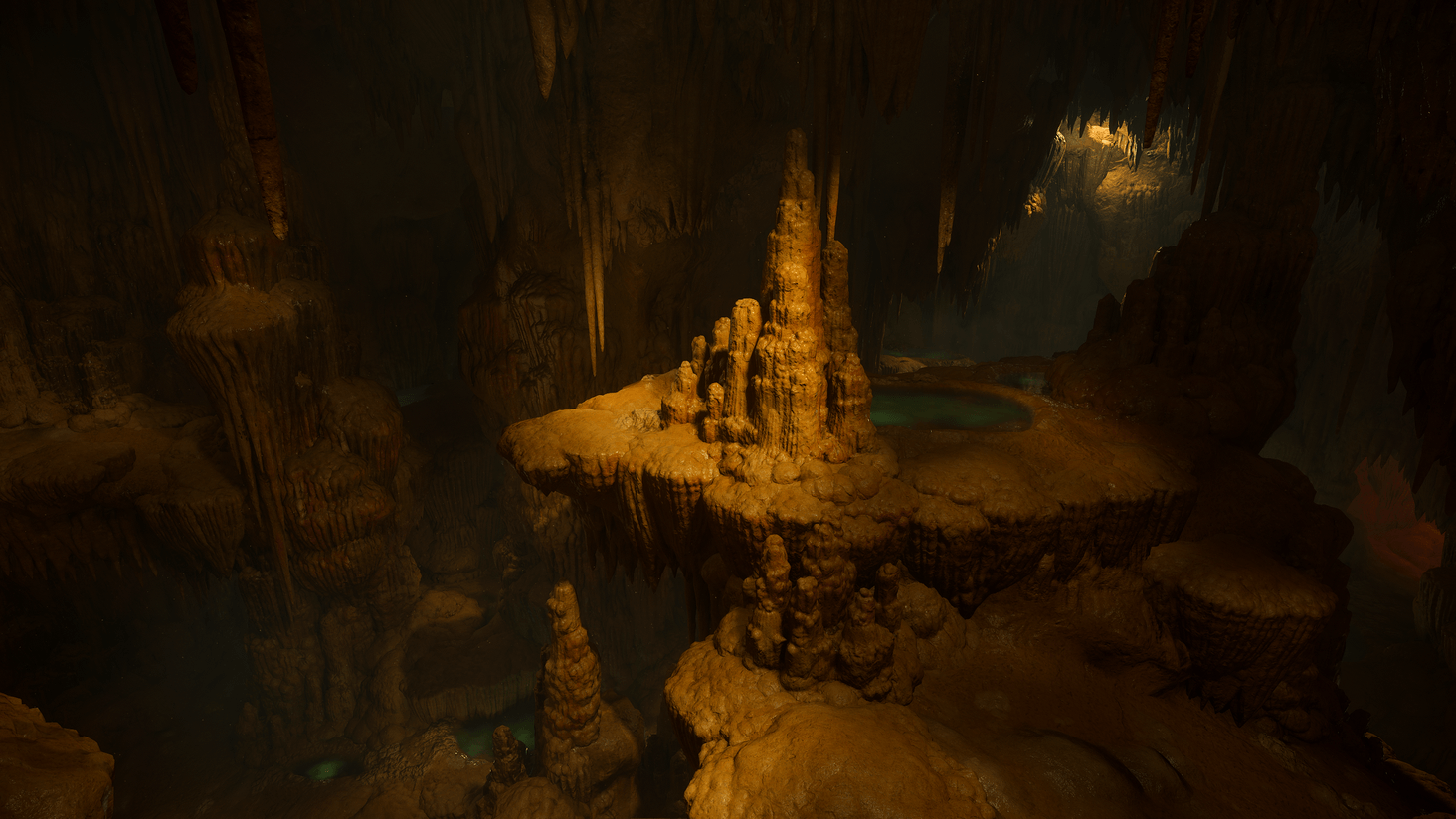 To my surprise the path opens into an enormous multi-level cavern.