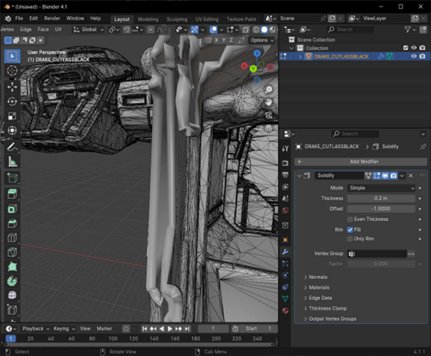 Wall with modifier on