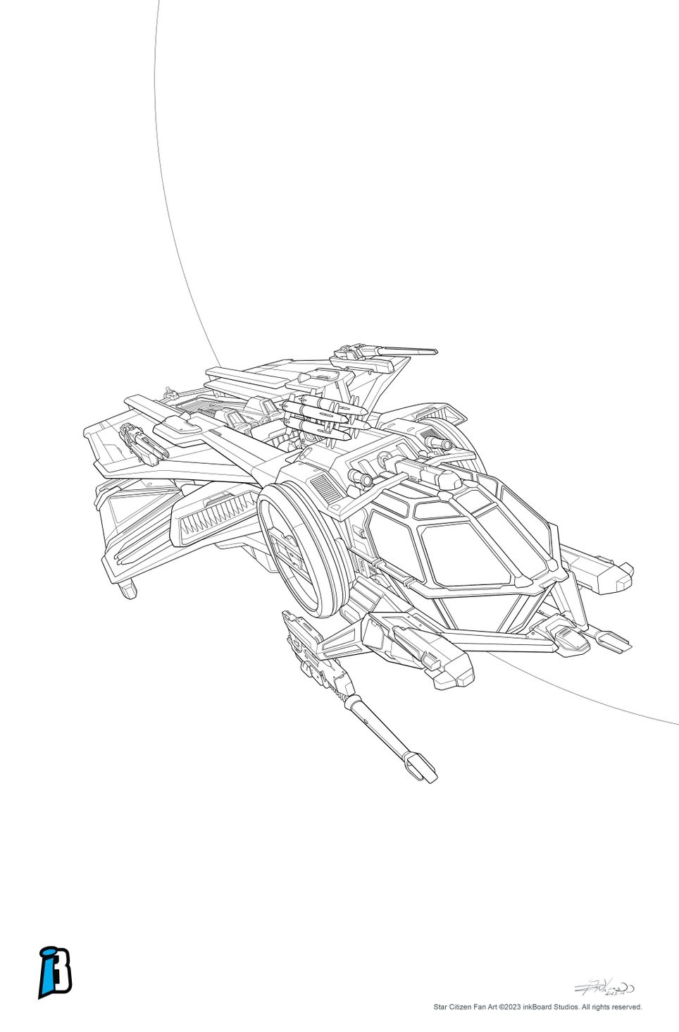 My line art for the coloured Aurora MR illustration.