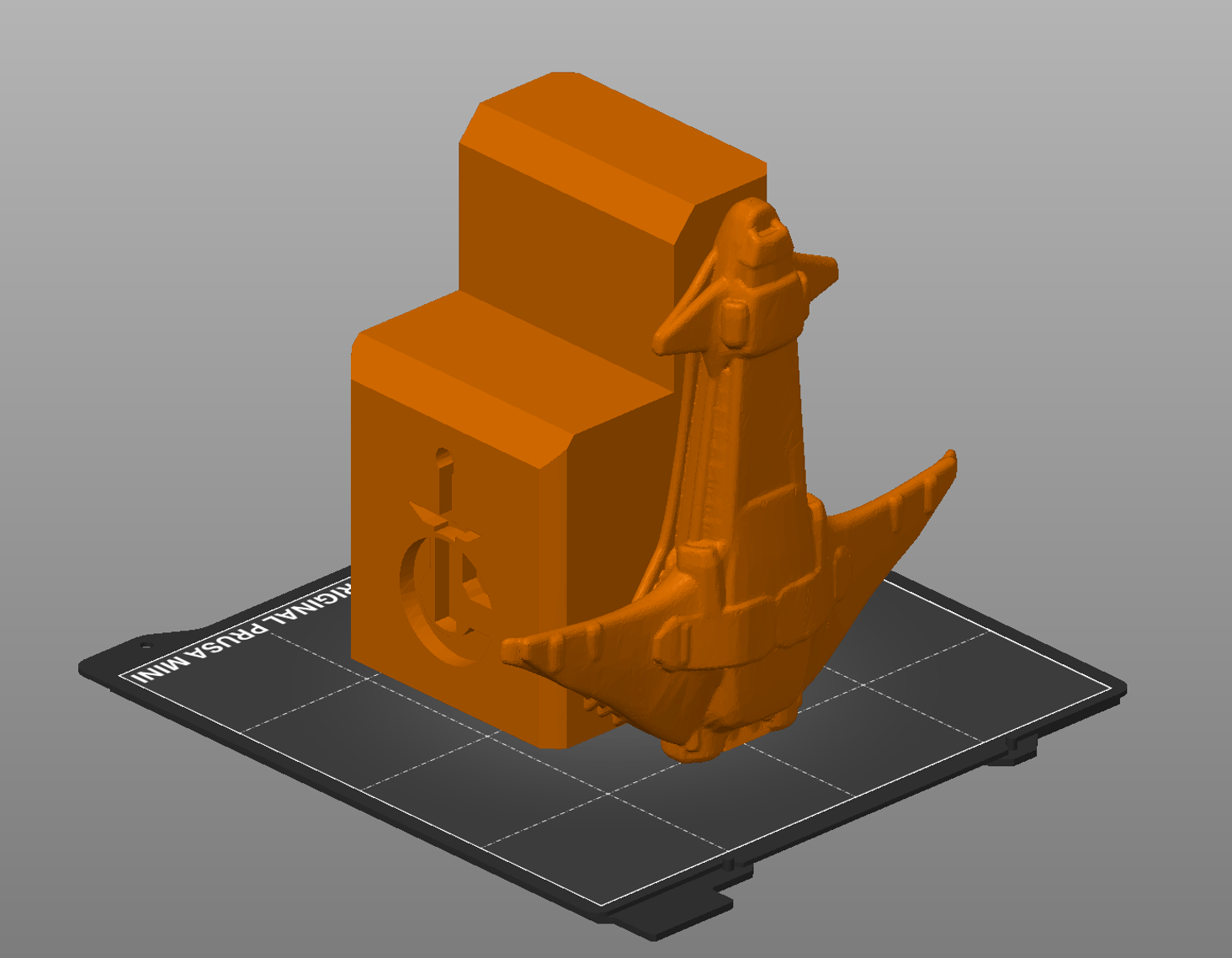 It was printed in two parts, and uses magnets to align itself firmly.