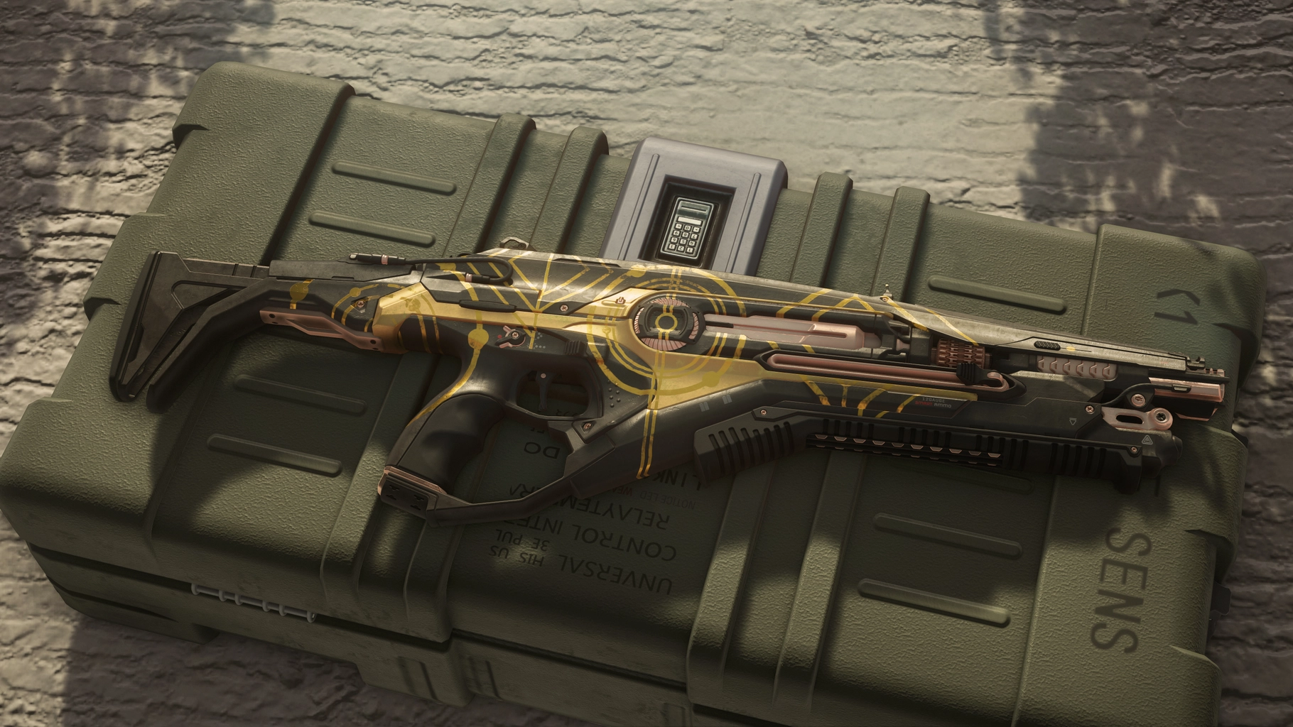 Gemini R97 shotgun in black-and-gold Runic finish