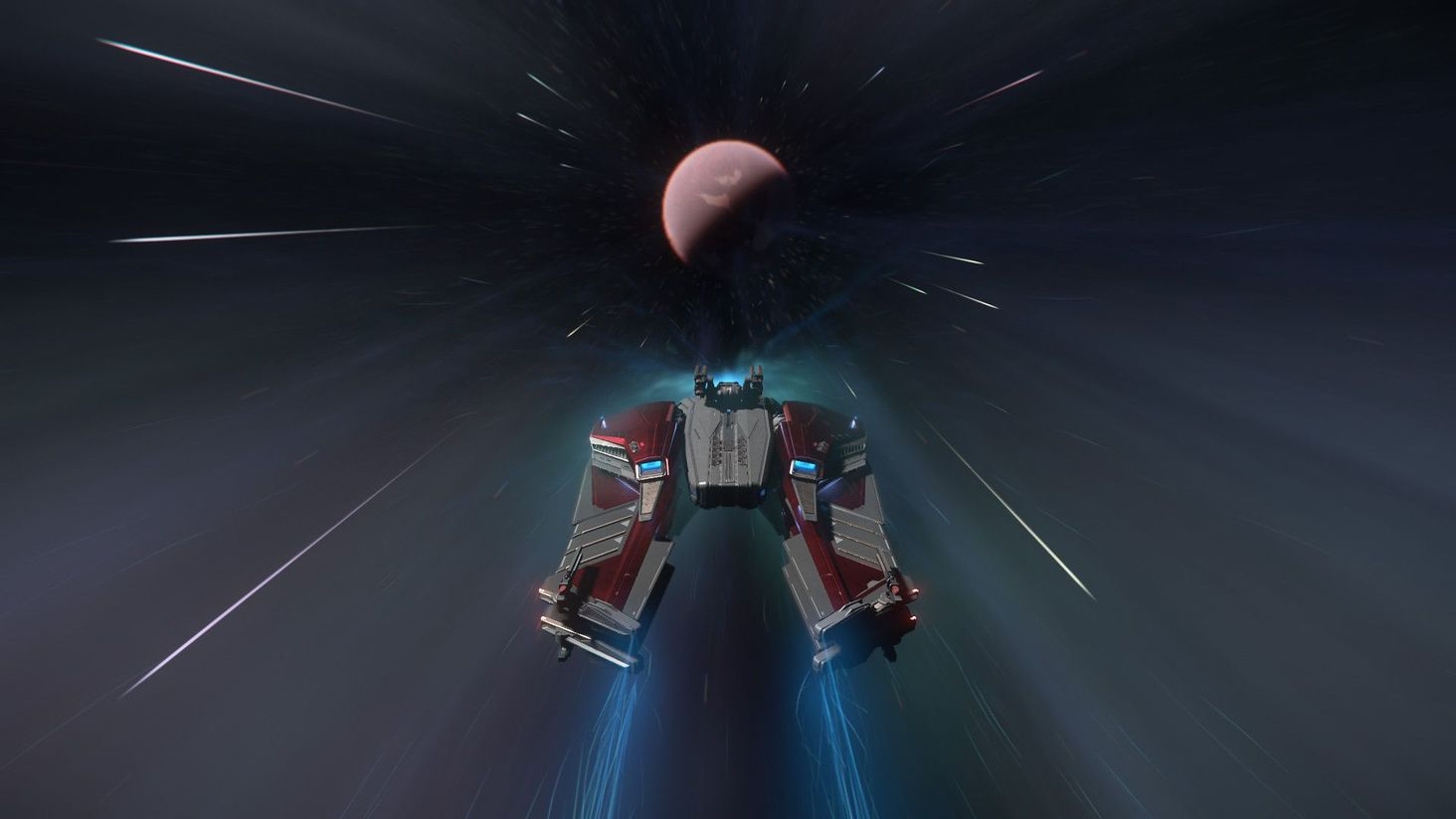 A Scarlet Ship headed for the Skies over Hurston