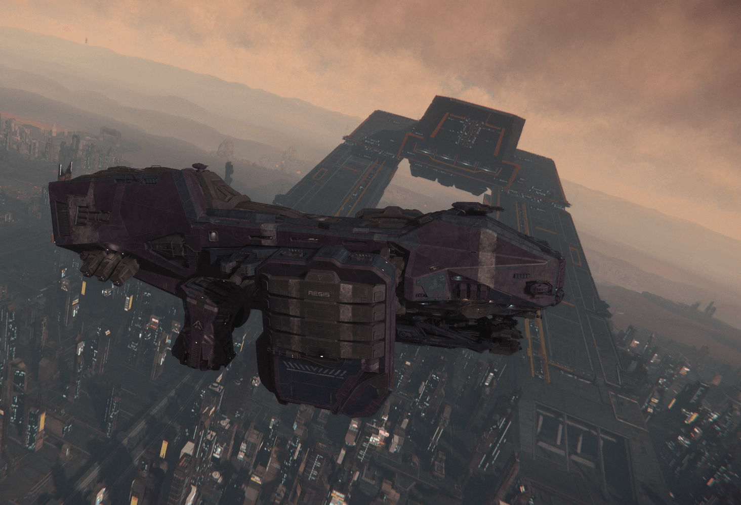 My reclaimer with the Aphorite paint exiting Lorville. No other picture will show you more industrial content.