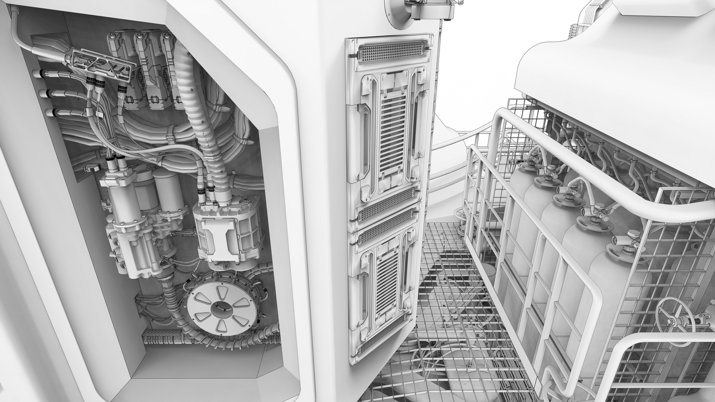 electronic greeble for fun; also notice the system on the ground under the floor