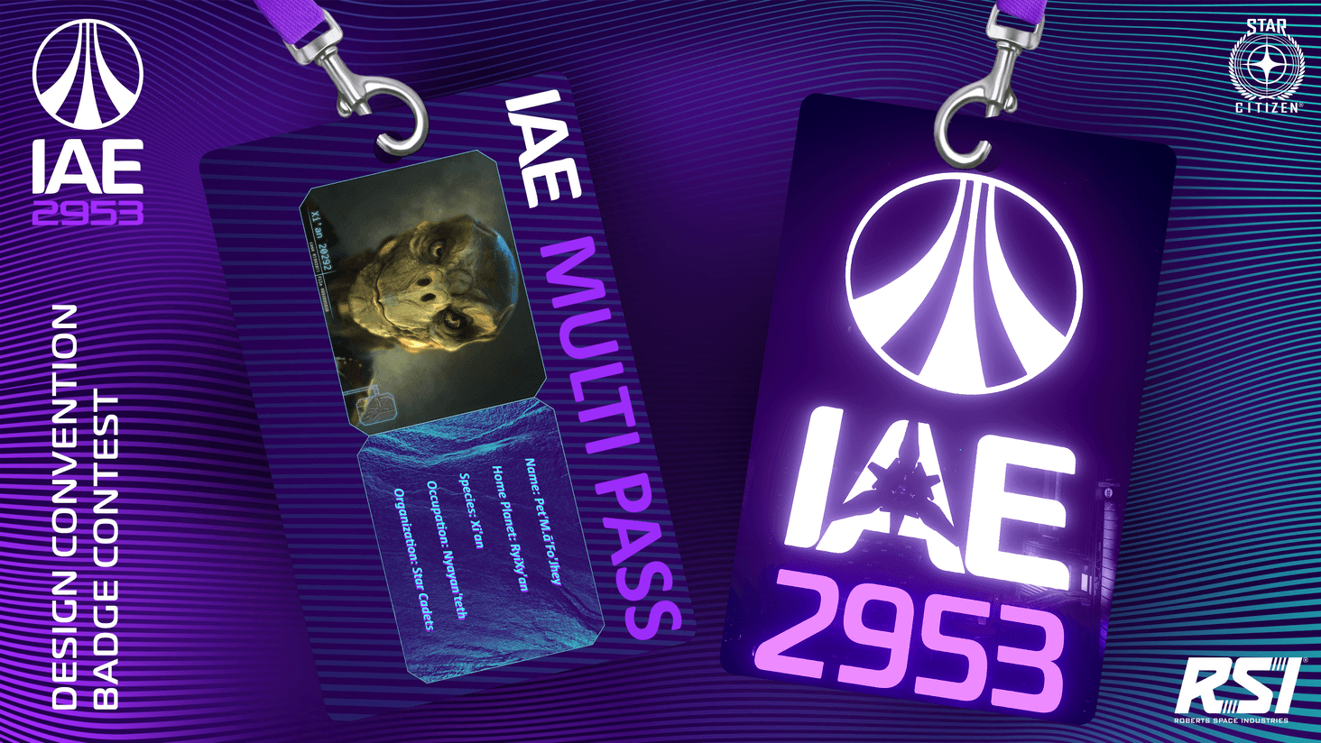 A Xi'an Natural Historian named Pet'M.ā'Fo'Jhey decided to visit this year's IAE. This event pass was discovered on the show floor near some Xenothreat graffiti. The Xi'an Empire is likely to provide reward for the safe return of their Kin.