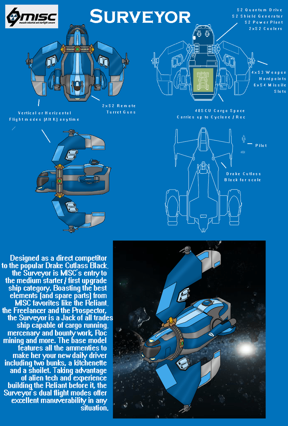 The second version, I liked the expanded cargo hold and wings with the larger ship, and at this size there's more space for internals and such.