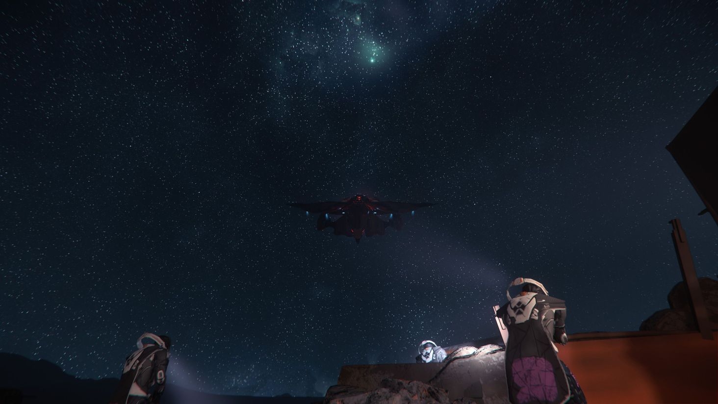 1} Initial sighting , something in the night sky.